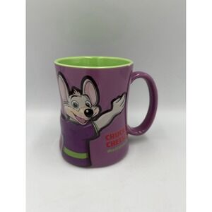 CHUCK E CHEESE Purple & Green 3D Embossed Coffee‎ Mug 4"x3" 10 oz.